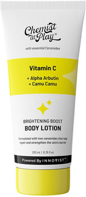 Chemist at Play Brightening Body Lotion | Skin Brightening | De-tan & Glow | Camu | Vitamin C(200 ml)