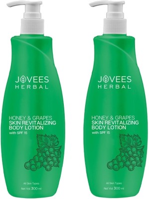 JOVEES Honey and Grapes Skin Revitalizing Body Lotion With SPF, Pack of 2(600 ml)