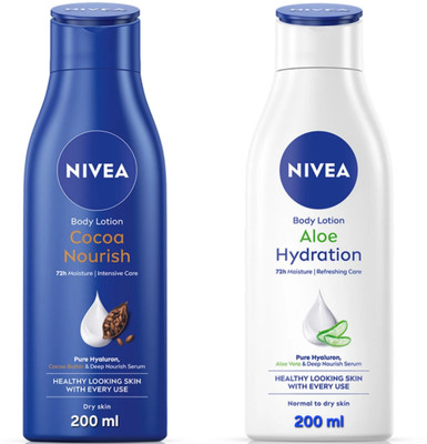 NIVEA COCOA NOURISH BODY LOTION 200 ML & ALOE HYDRATION BODY LOTION 200 ML(400 ml)
