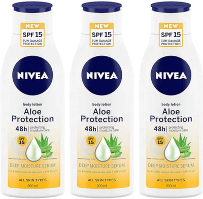 NIVEA Body Lotion 200 ML (Pack Of 3) - Aloe Protection Body Lotion(600 ml)