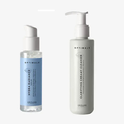 Oriflame Sweden optimals clarifying creamy cleanser & hydra radiance serum combo paack(180 ml)
