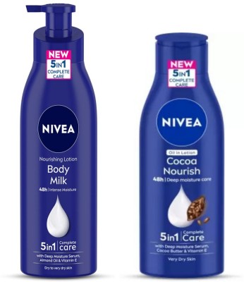 NIVEA Body Milk Body Lotion 400 ML & Cocoa Nourish Body Lotion 200 ML(600 ml)