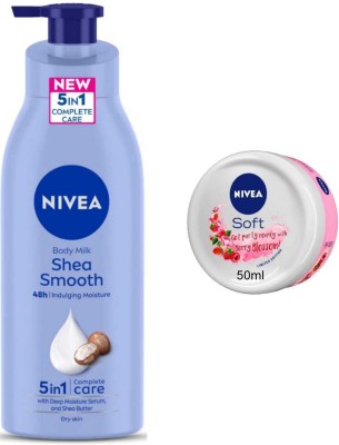 NIVEA Berry Blossom 50ml Cream and Shea Smooth Skin 400ml Lotion set of 2pc(450 ml)