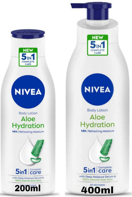 NIVEA Aloe Hydration Lotion 400ml and 200ml(600 ml)