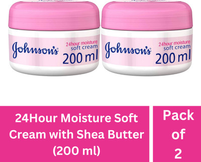 JOHNSON'S 24HR Moisture Cream 200 ml(Soft Cream)(Pack of 2)(400 ml)