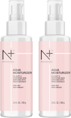 N PLUS Professional AQUA Moisturizer Non-Oily for soft & Hydrating Skin Enriched with Peach Extract, 100gm( Pack of 2)(200 g)