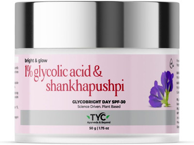 Tyc Ayurveda Glycobright Day SPF-30 Face Cream For Bright &Glowing Skin, Plant-Based(50 g)