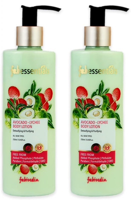 fabessentials Avocado Lychee Body Lotion - 250 ml x Pack of 2(500 ml)