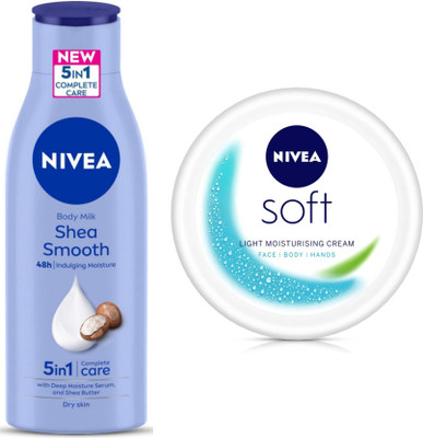 NIVEA Smooth milk 200ml & Soft Creme 300ml Combo(500 ml)