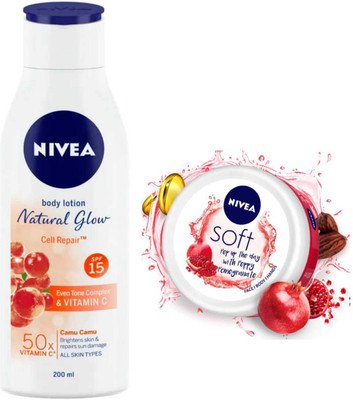 NIVEA NG Cell Repair200ml lotion Soft Pomegranate 100ml Cream(300 ml)