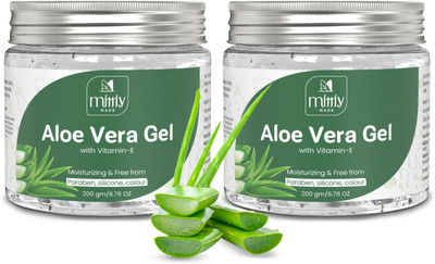 MITTIY MADE Aloe Vera Gel for Glowing & Radiant Face & Hair care - Pack of 2 - 200g Each(400 g)