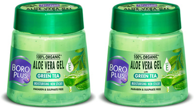 BOROPLUS Aloevera Gel With Green Tea 200ml Pack Of 2(400 ml)