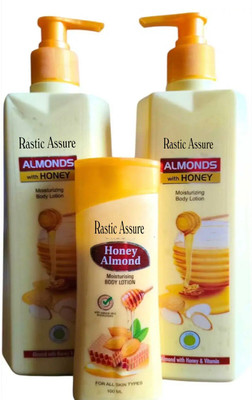 Rastic Assure Almond,Body Lotion Pack of 3(1100 ml)