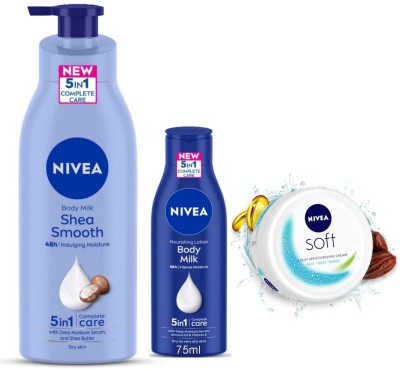 NIVEA smoothmilk 400ml bodymilk75ml soft cream 100ml(575 ml)