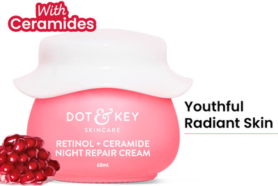 Dot & Key Retinol+Ceramide Night Repair Cream,with Hyaluronic Smooths Wrinkles Fine Lines(60 ml)