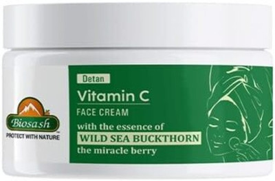 BIOSASH Detan Vitamin C Face Cream | Brightening & Hydrating with Sea Buckthorn Oil(50 g)