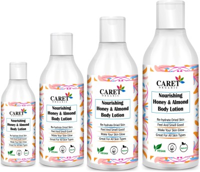 Caret Organic Nourished Honey & Almond Body Lotion (100ml)-Vegan & Paraben Free - Pack of 4(1000 ml)