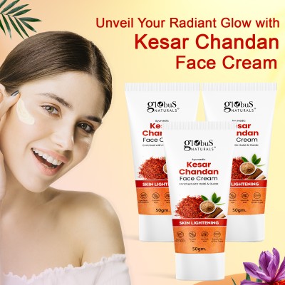 Globus Naturals Daily Glow Kesar Chandan Face Cream with SPF, Skin Lightening, Set of 3(150 g)