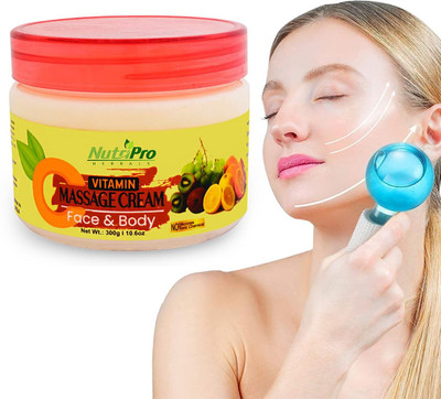 NutriPro Vitamin C Face Massage Cream With Face Ice Roller, Deeply Moisturize The Skin(300 g)