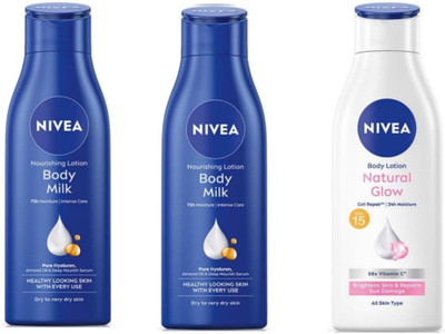 NIVEA 2 Bodymilk 75ml & 1 Cell Repair 75ml Lotion Set of 3(225 ml)