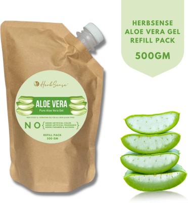 HerbSense Pure Aloe Vera Gel Refill Pack With Hydrating & Moisturizing Gel(500 g)