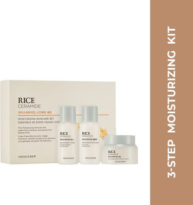 The Face Shop Rice & Ceramide Moisturizing Skincare Set,travel friendly skincare routine(78 ml)