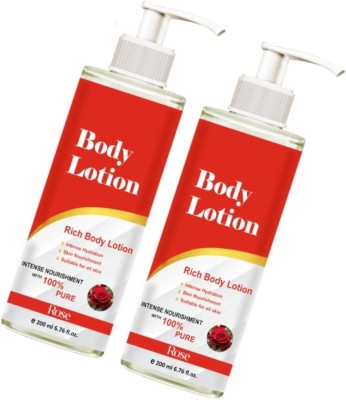 house of common Rose Body 24Hr Moisturizing Lotion for All Season & All Skin (200ml) Pack of 2(400 ml)