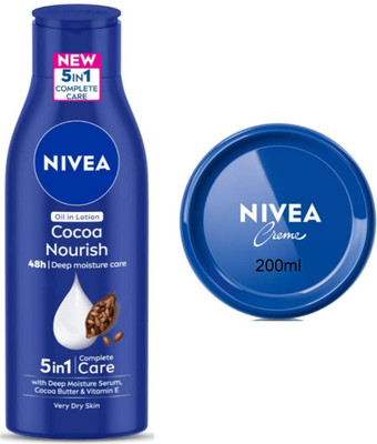 NIVEA Cocoa Nourish 200ml Blue creme 200ml Set of 2(400 ml)