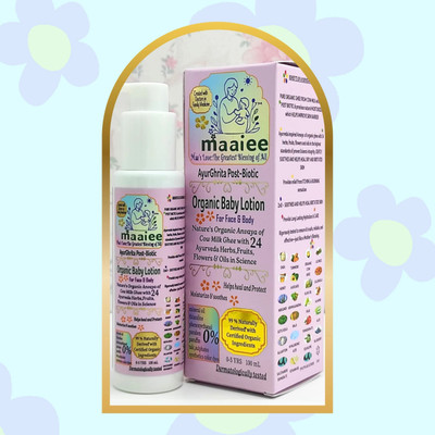 MAAIEE NATURAL BABY LOTION WITH COW MILK GHEE BLENDED IN FRESH ORGANIC AYURVEDA SCIENCE(100 ml)