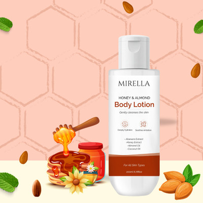 MIRELLA Honey & Almonds Replenishing Body Lotion – Deep Moisture with Honey & Almond Oil(200 ml)