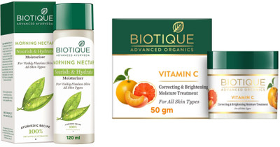 BIOTIQUE Morning Nectar Moisturizer 120ml & Vitamin C Moisture Treatment Cream -50g(170 ml)
