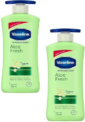 Vaseline ALOE FRESH HYDRATING BODY LOTION 400 ML, PACK OF 2 PCS(800 ml)