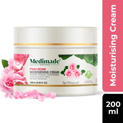 Medimade Pink Rose Moisturising Cream Wholesome Nourishment For Your Skin Relieve Skin Stress & Irritation 200 Ml(200 g)