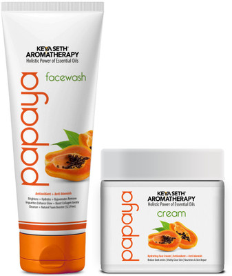 KEYA SETH AROMATHERAPY Papaya Facewash & Cream Combo kit for Brightening, Glowing & Blemish-free Skin(150 ml)