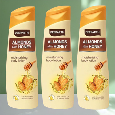 Deeparth Herbal Almond & Honey Lotion | Smooth Skin 100ml Each(300 ml)
