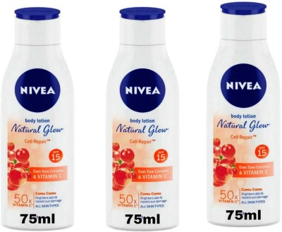 NIVEA Natural Glow Cell Repair Spf15 75ml Set of 3(225 ml)