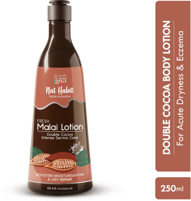 Nat Habit Malai Body Lotion Double Cocoa DermaCare For Extreme Dry Skin 48 HR Moisturizer(250 ml)