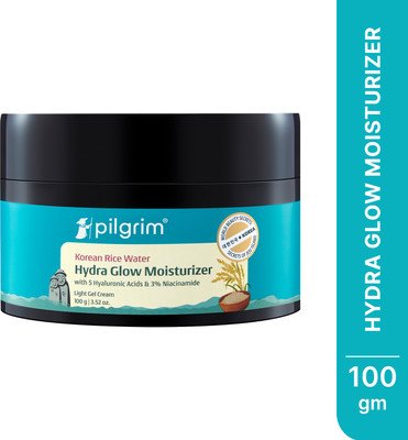 Pilgrim Korean Rice Water Hydra Glow Moisturizer|Light Gel & Instant Glass Skin Glow(100 g)