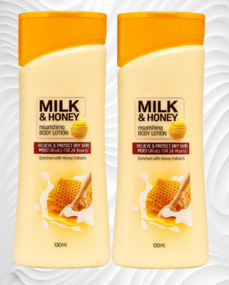 Fleeto Honey & Almonds Nourishing Body Lotion For All Skin Types(PACK OF 2)R.T.C.2Q(200 ml)