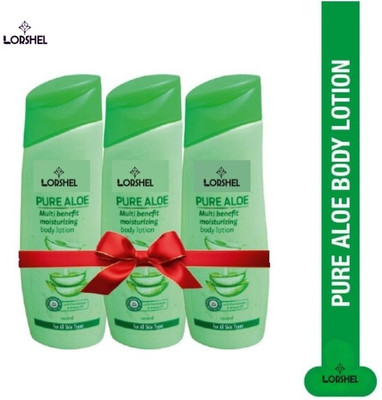 LORSHEL 3pc 100 ml each Pure Aloe Vera Body lotion Unique(300 ml)