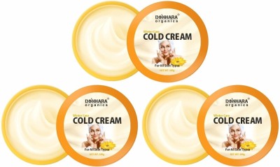 Donnara Organics Non-Sticky Cold Cream with Olive Oil & Vitamin E for winter Pack 3 of 100 Grams(300 ml)