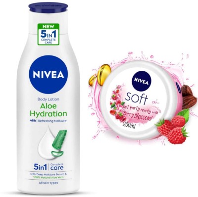 NIVEA Cocoa Nourish 200ml Lotion and Berry Blossom cream set of 2pc(400 ml)