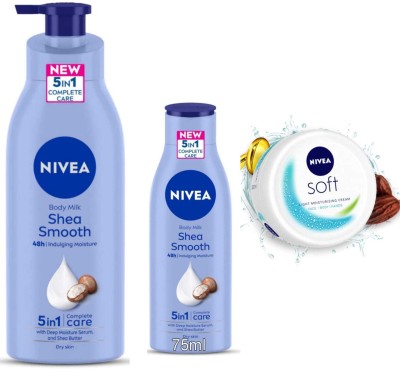 NIVEA smoothmilk 400ml and 75ml soft cream100ml(575 ml)