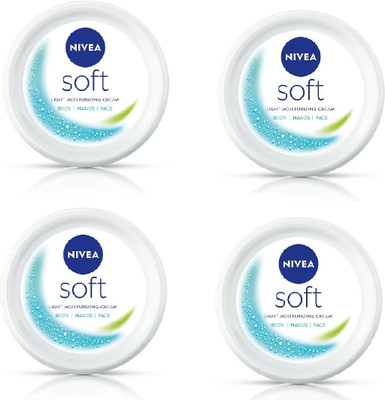 Nivea Men Women Soft Moisturizing Cream for Face, Body & Hands with Vitamin E (PACK OF 4)(200 ml)