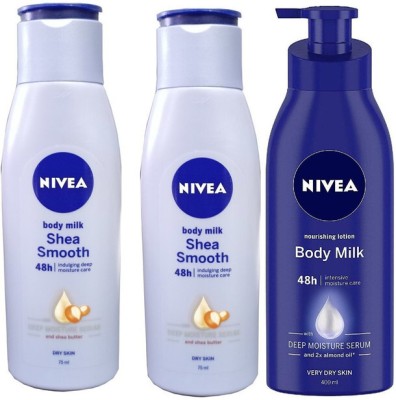 NIVEA Body Milk Shea Smooth_Lotion BodyMilk With Deep Moisture Serum And 2X Almond Oil(550 ml)