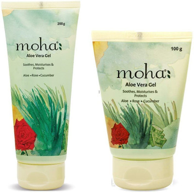 Moha Aloe Vera Gel Enriched With Rose and Cucumber 200 Gm with 100 GM Como Pack(300 g)