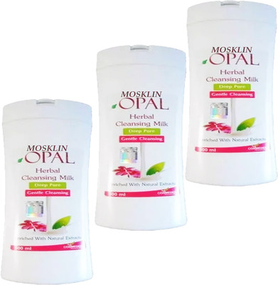 MOSKLIN OPAL HERBAL CLEANSING MILK FOR BRIGHTER & SMOOTH SKIN PACK OF 500ml x 3(1500 ml)