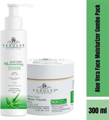 Verdant Natural Care Aloe Vera Body Lotion with SPF 20 (200ml) & Aloe Vera Face Cream 100ml(300 ml)