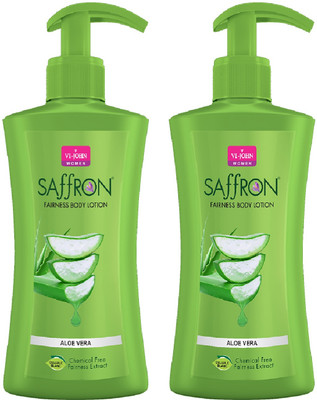 VI-JOHN Saffron Aloe vera Body Lotion for All Skin Type- 100ml (Pack of 2)(200 ml)