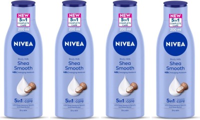 NIVEA Shea Smooth 5-in-1 Complete Care Body Lotion - 200ml (Pack of 4)(800 ml)